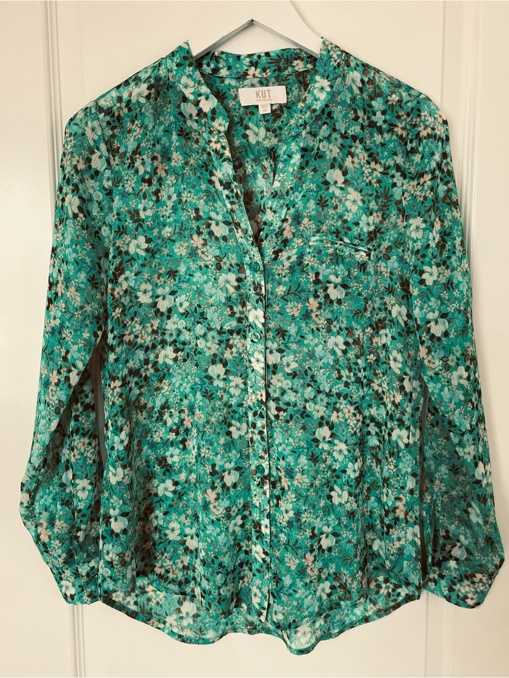 Kut from the Kloth Jasmine Chiffon Floral Button-up Blouse